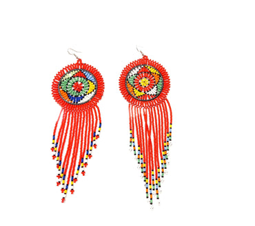 Zulu Beaded Long Tail Earrings