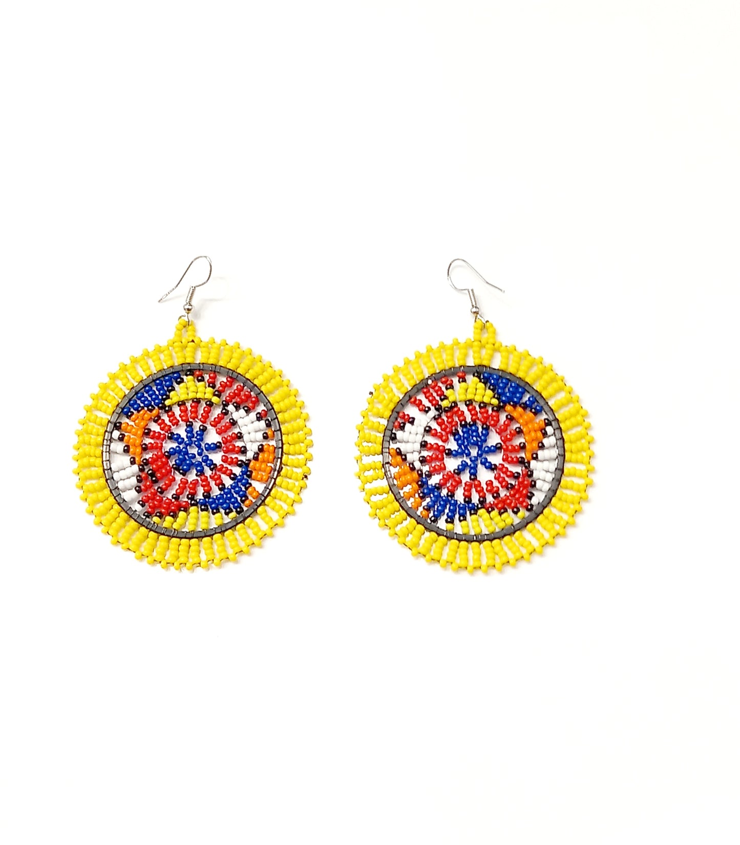 Zulu Beaded Round Earrings