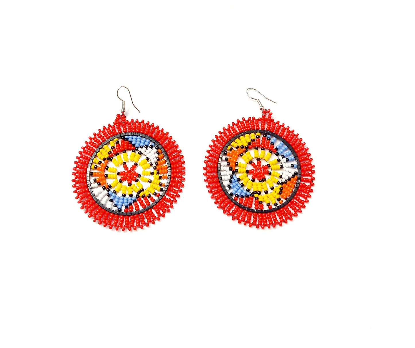 Zulu Beaded Round Earrings