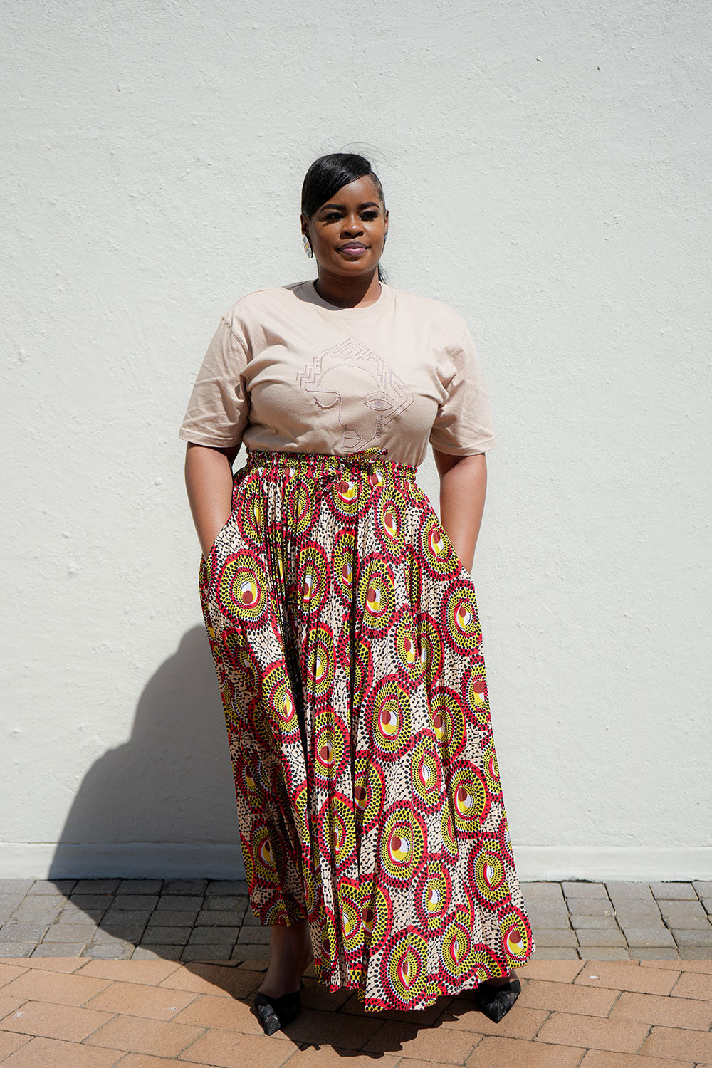 Ankara Long Pleated Skirt