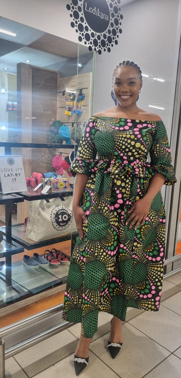 Ankara Off-shoulder Dress