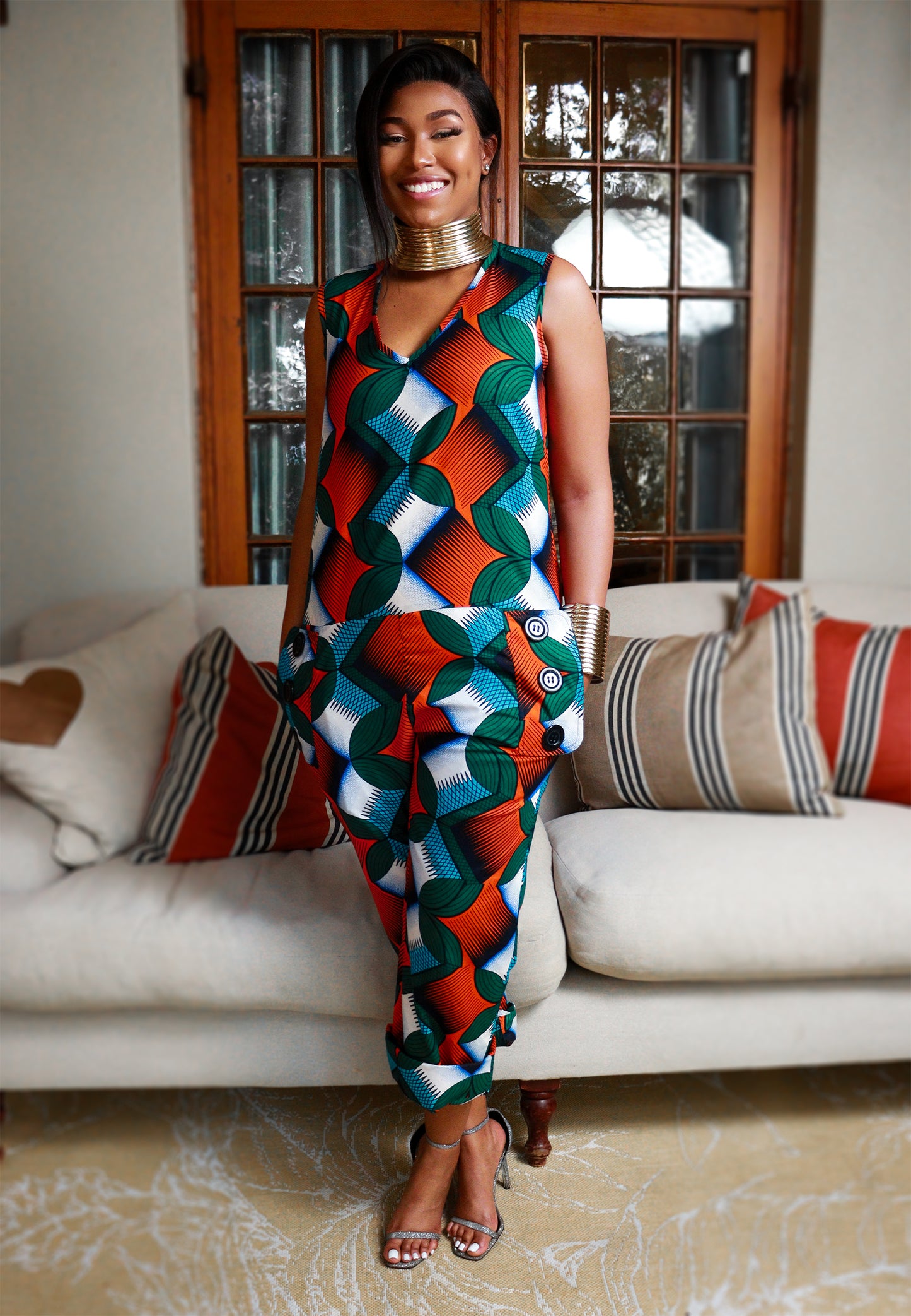 Ankara V-Neck Jumpsuit