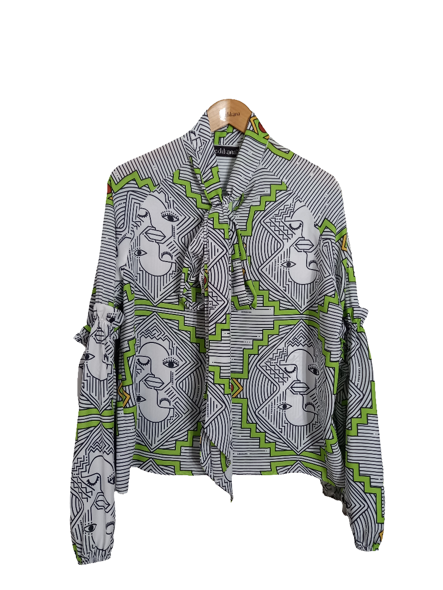 Africa Face Bow Blouse 38-42