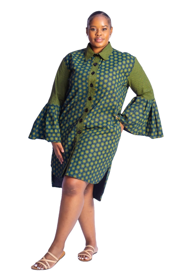 Shwe Peplum Sleeves Shirt Dress