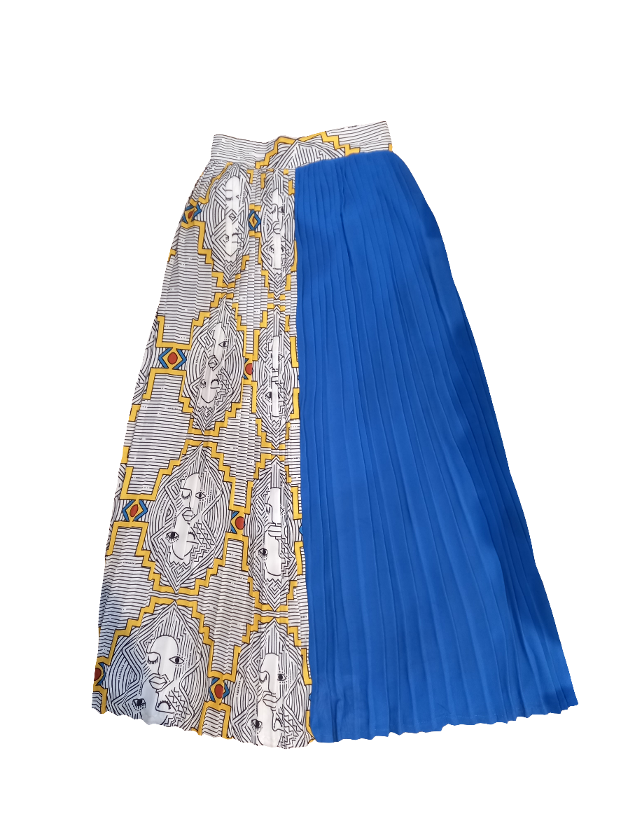 Africa Face Pleated two-tone skirt XL-2XL