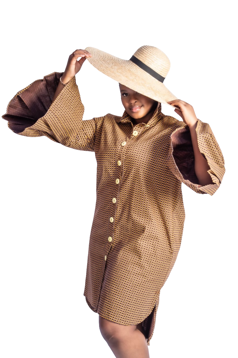 Shwe Peplum Sleeves Shirt Dress
