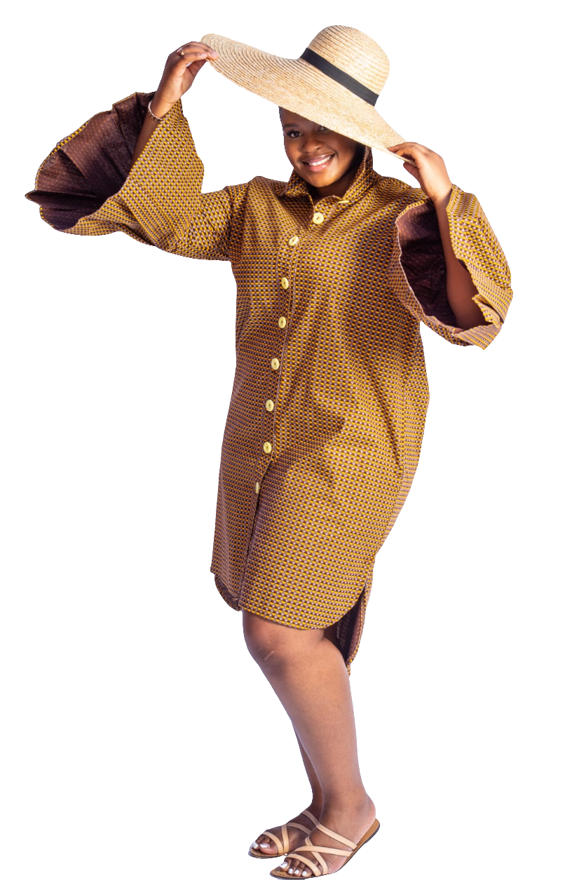 Shwe Peplum Sleeves Shirt Dress