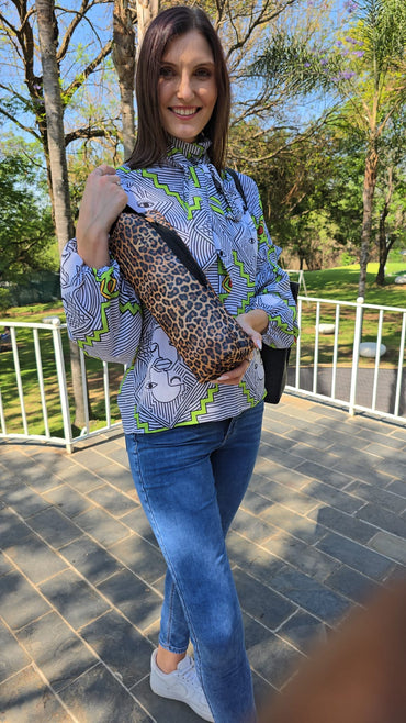 Leopard Print Eco-felt Champagne Bag