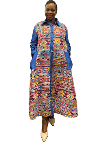 Ndebele A-Line Shirt Dress