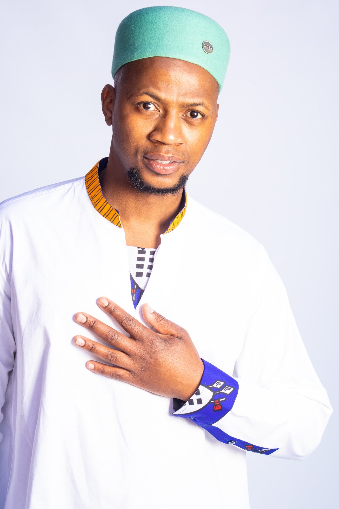 African Print Trimmed Shirt