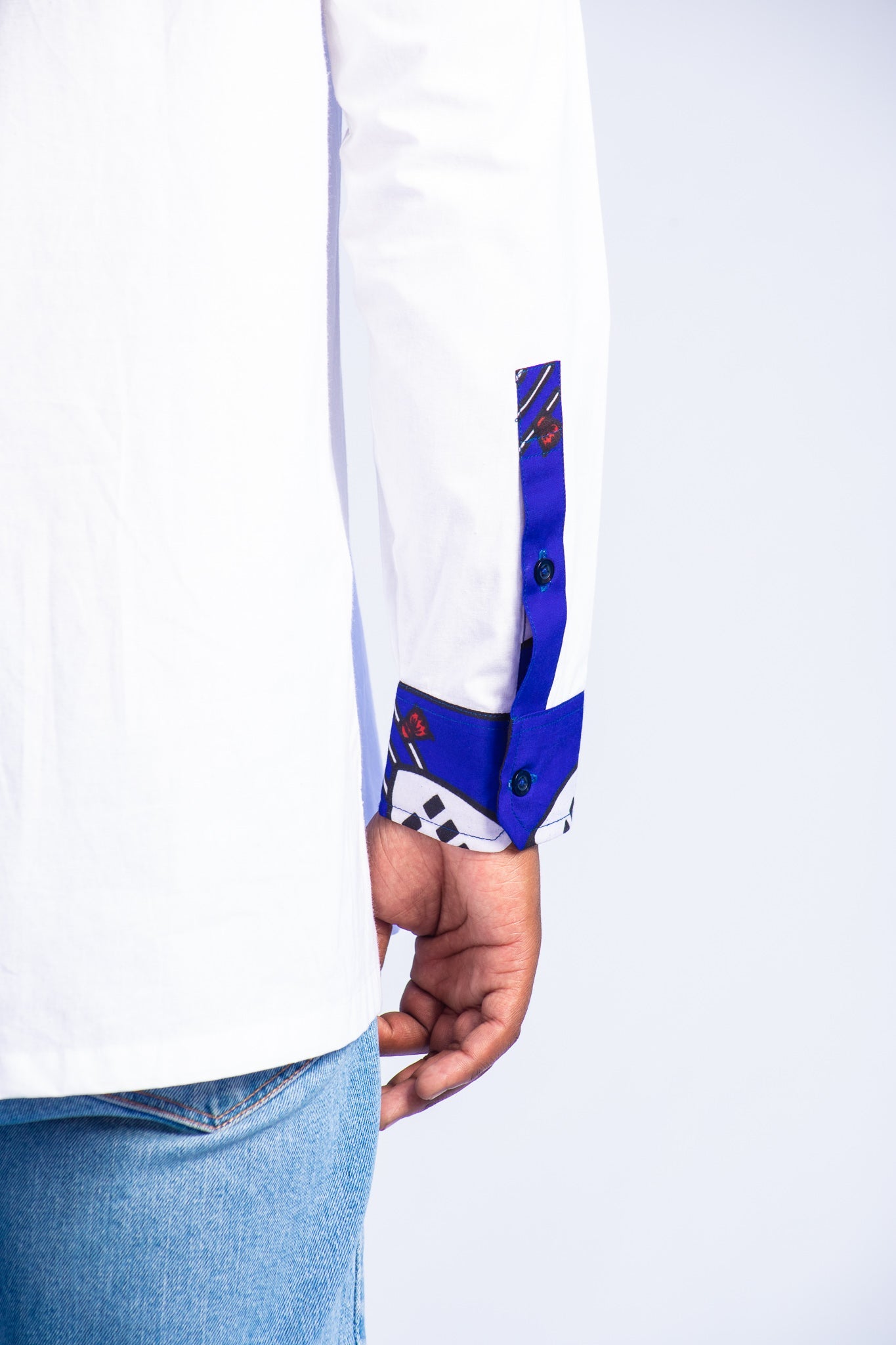 African Print Trimmed Shirt