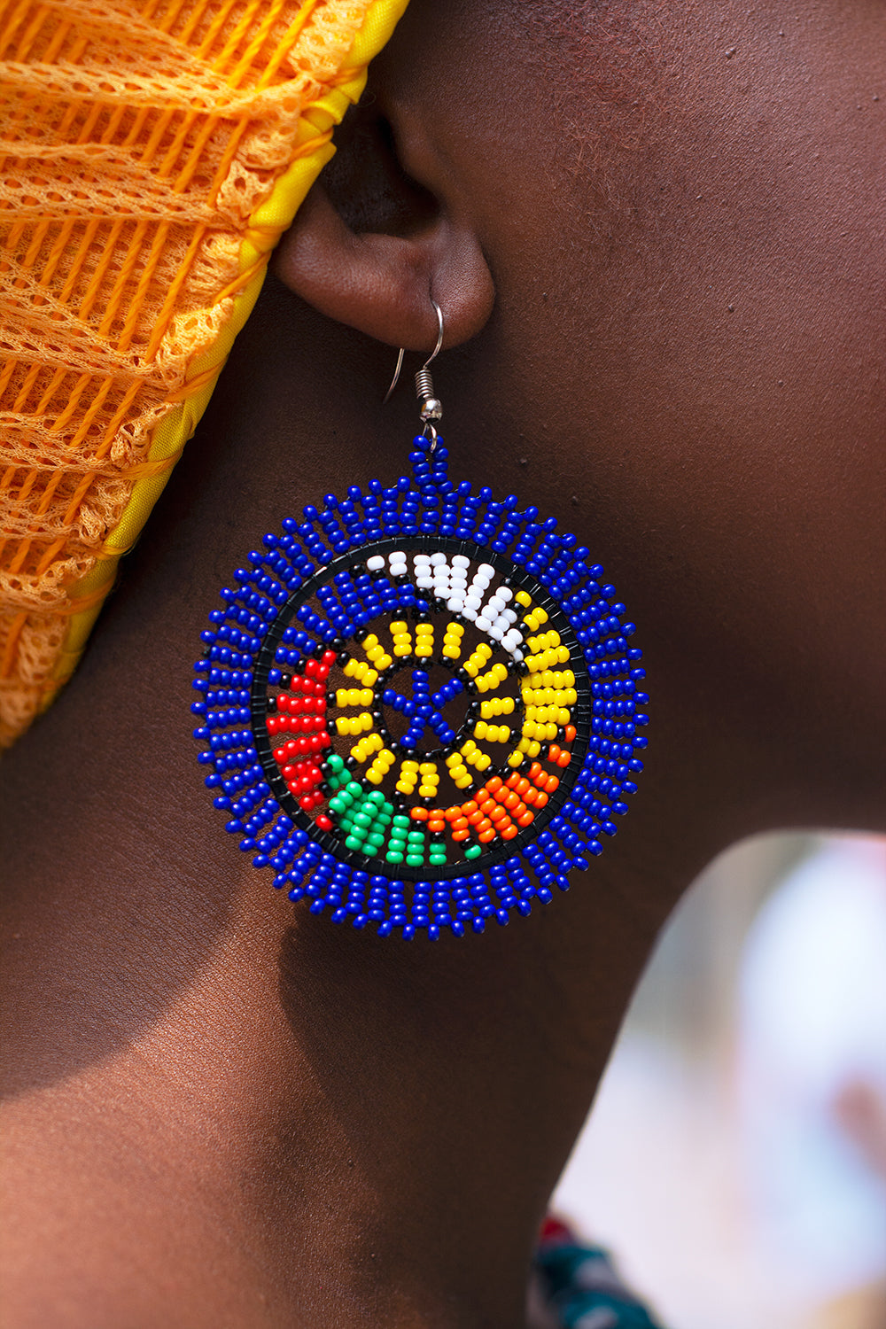 Zulu Beaded Round Earrings