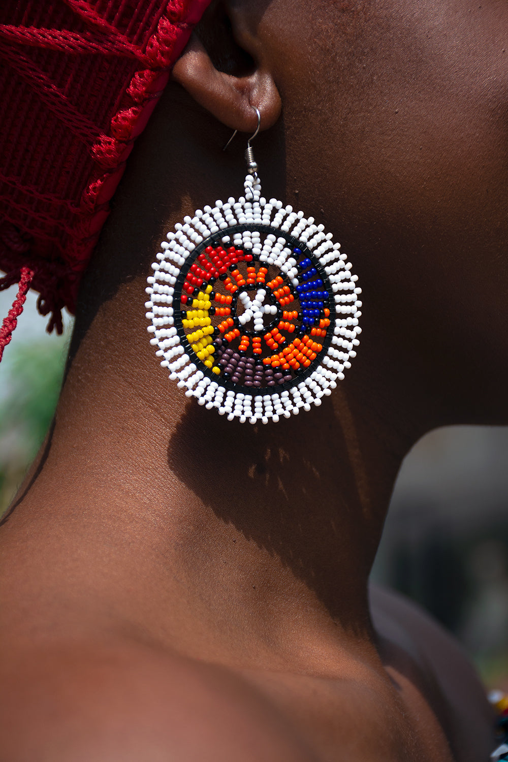 Zulu Beaded Round Earrings
