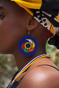 Zulu Beaded Round Earrings