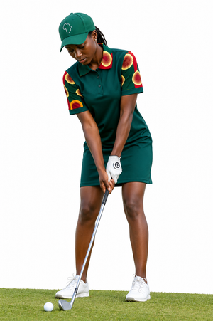 Green golf dress with African print