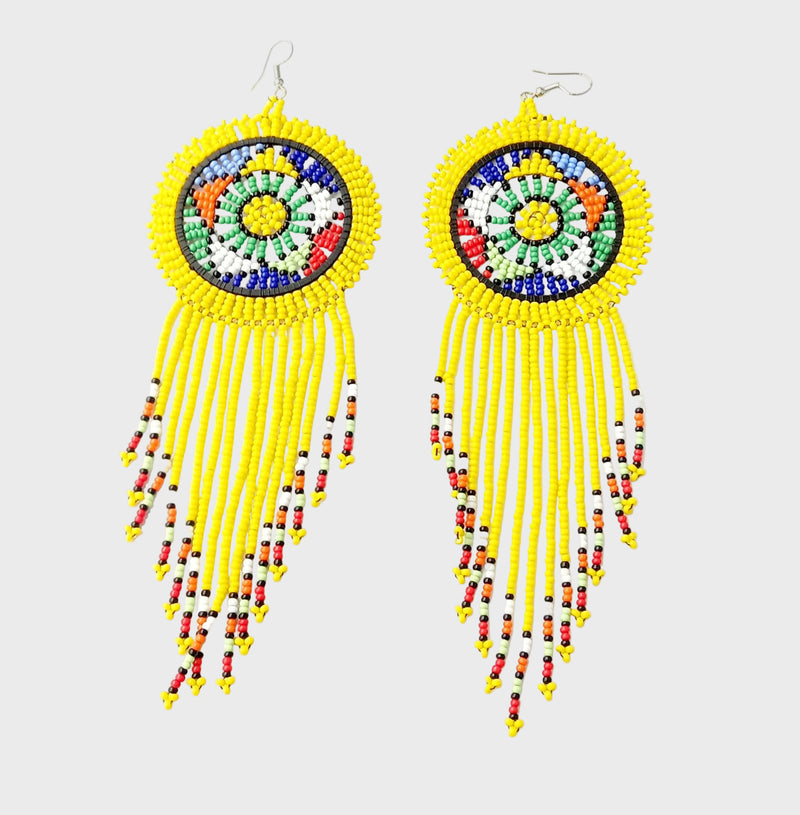 Zulu Beaded Long Tail Earrings