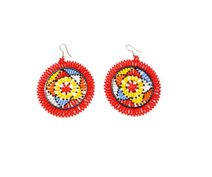 Zulu Beaded Round Earrings