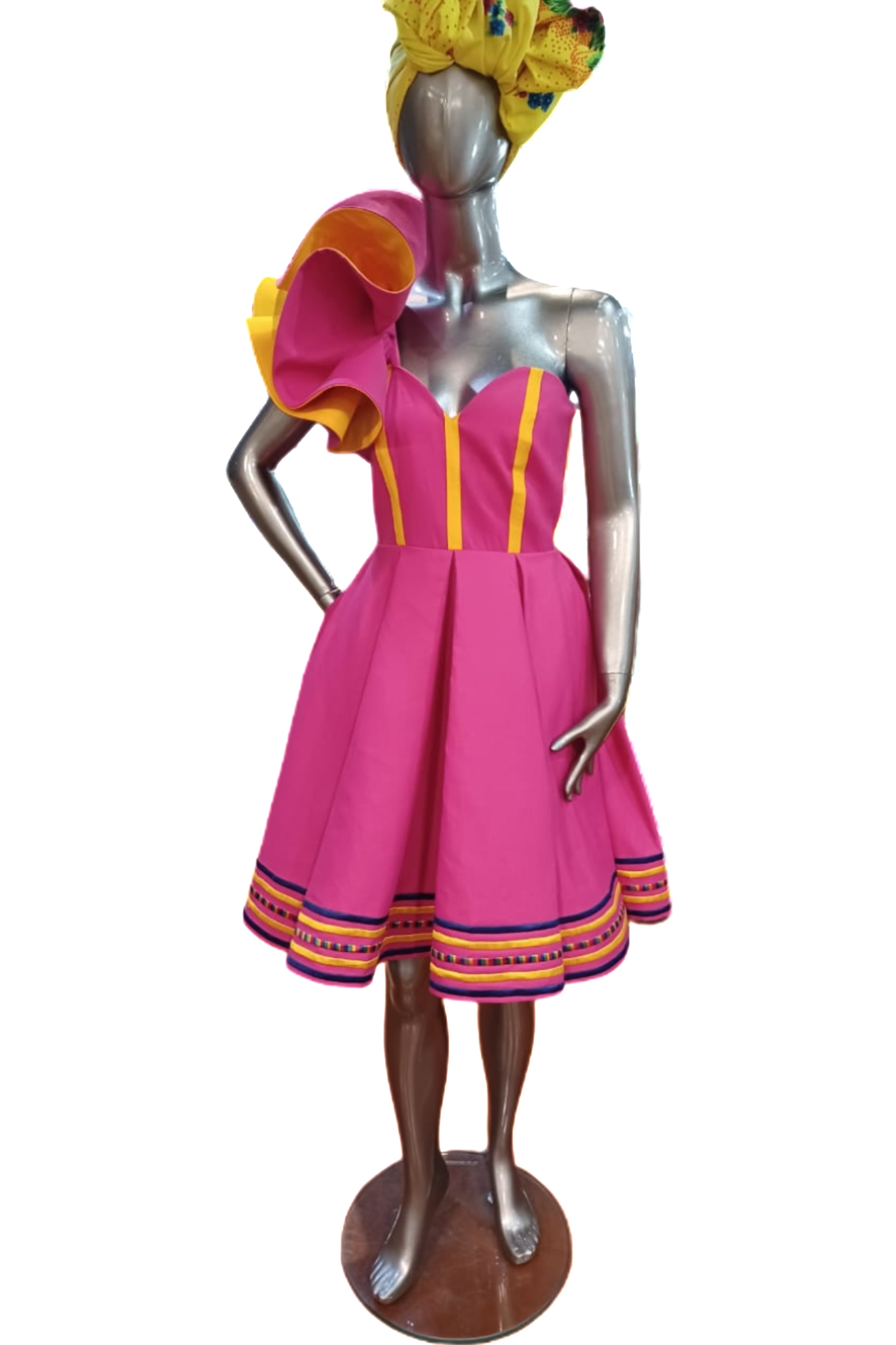 D.T. One Arm Peplum Dress