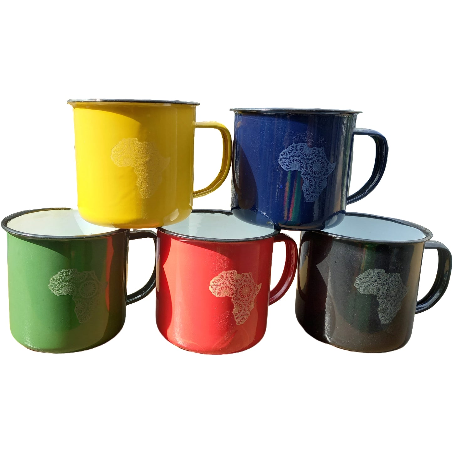 Africa map enamel mugs