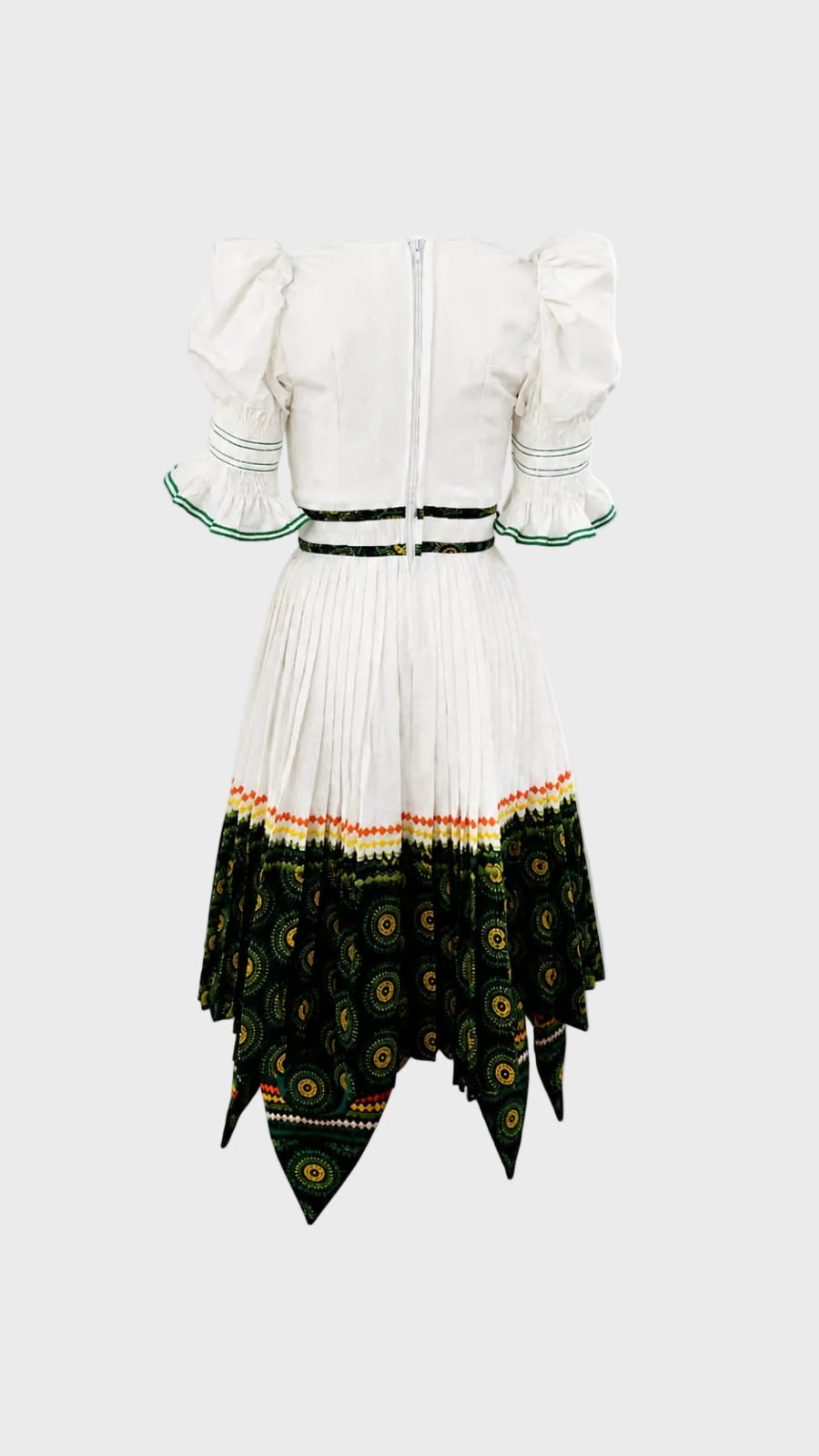 D.T 4pc Shweshwe Nyebelese Dress- green/white