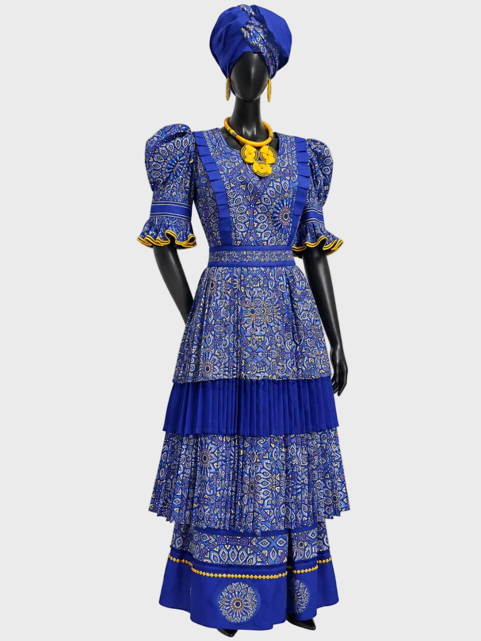 DT 4pc Shweshwe Nyebelese Dress- Blue/Pink