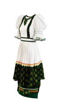 D.T 4pc Shweshwe Nyebelese Dress- green/white