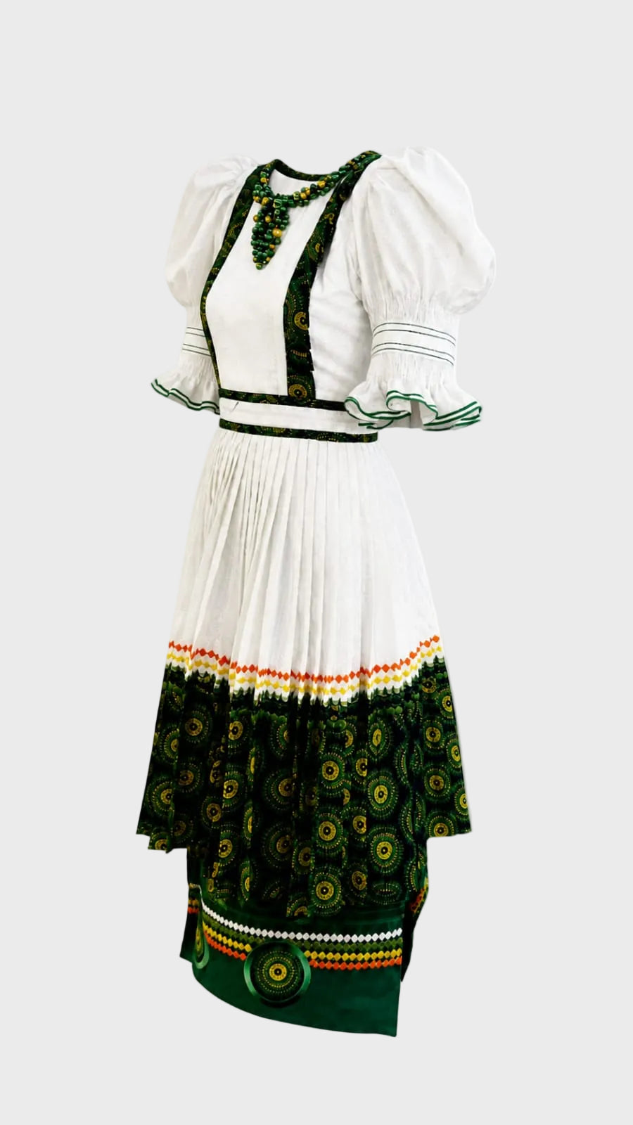 D.T 4pc Shweshwe Nyebelese Dress- green/white