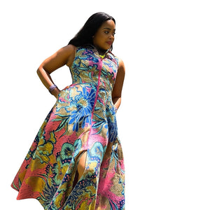 Ankara A-Line Dress with Zip