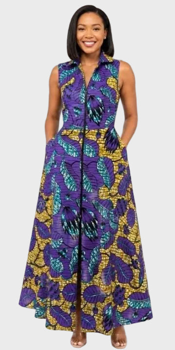 Ankara A-Line Dress with Zip