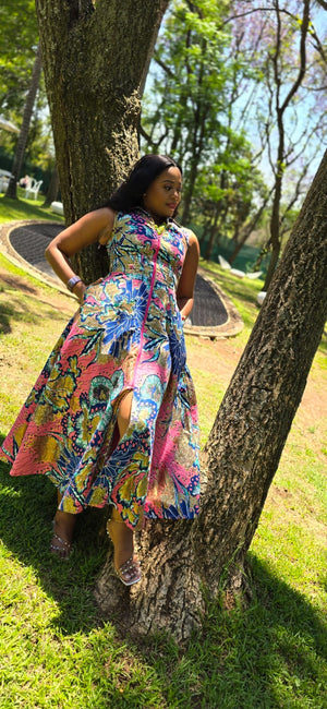 Ankara A-Line Dress with Zip