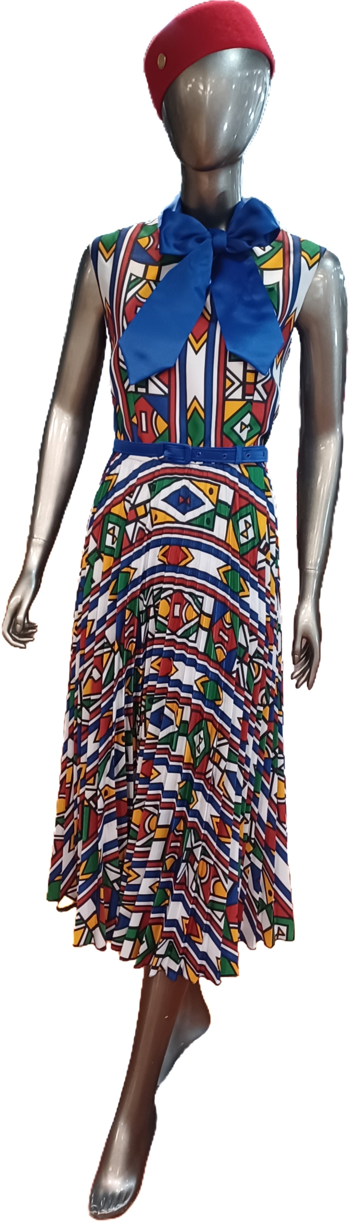 Ndebele sleeveless pleated dress