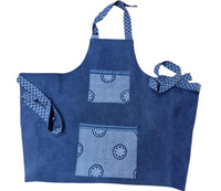 Reversible denim and Shweshwe apron