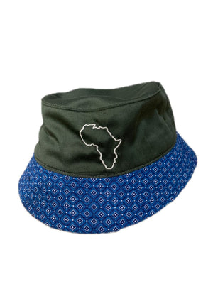 Africa Map Bucket Hat with Shwe Trim