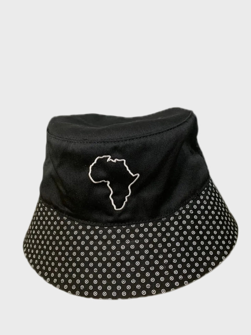 Africa Map Bucket Hat with Shwe Trim
