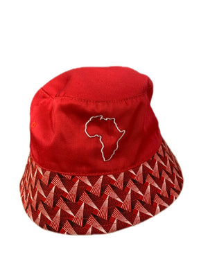 Africa Map Bucket Hat with Shwe Trim