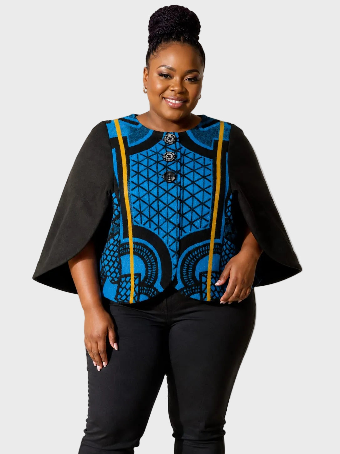 Melton Basotho Short Poncho with Sleeve