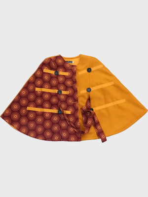 Melton and Shweshwe Poncho with Belt