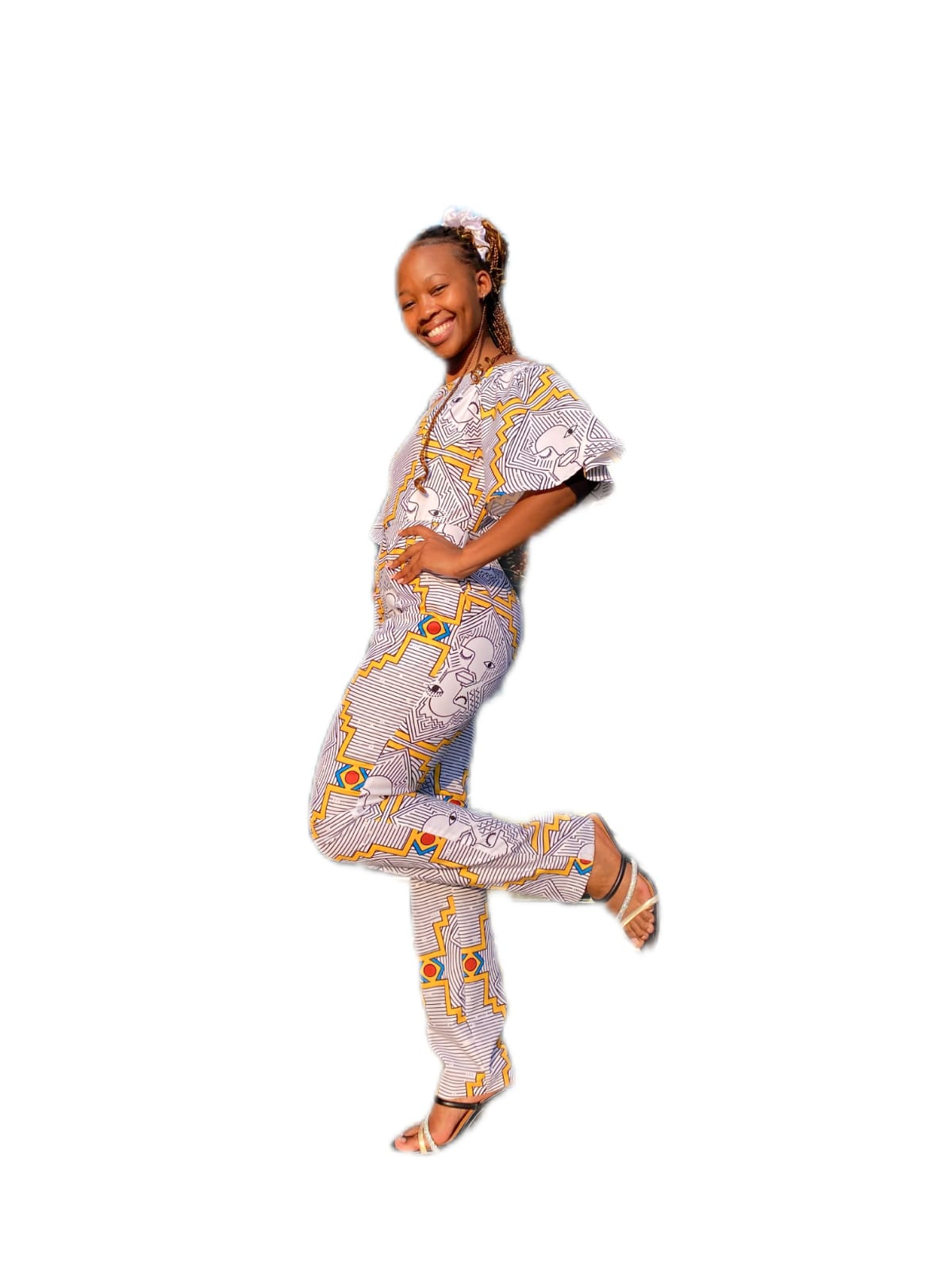 Africa Face Off-shoulder Jumpsuit