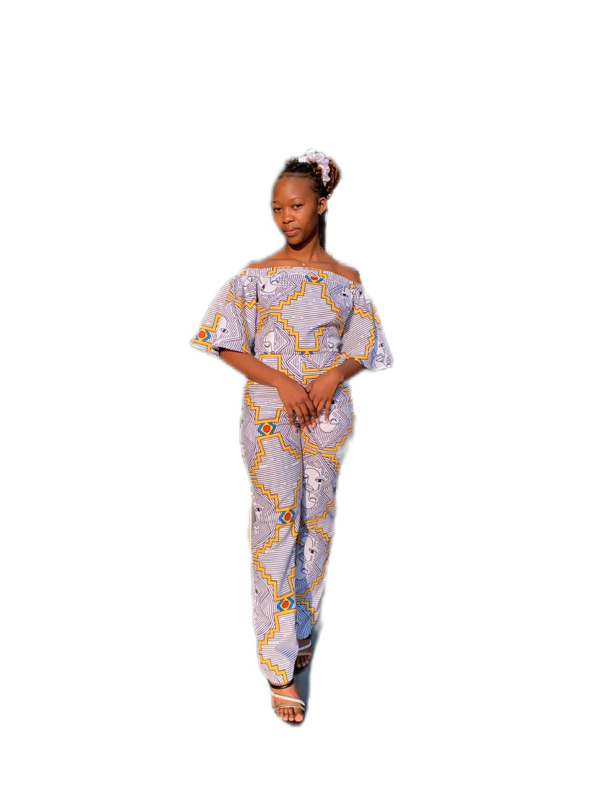 Africa Face Off-shoulder Jumpsuit