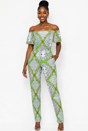 Africa Face Off-shoulder Jumpsuit