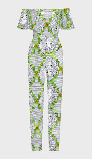 Africa Face Off-shoulder Jumpsuit