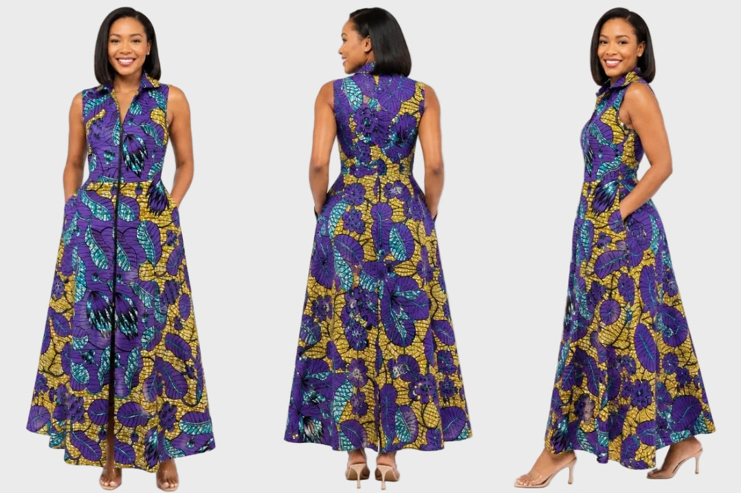 Ankara A-Line Dress with Zip