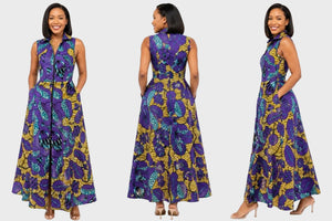 Ankara A-Line Dress with Zip