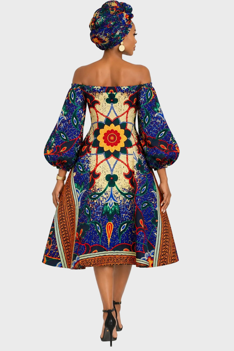 Ankara Off-shoulder Naked Dress
