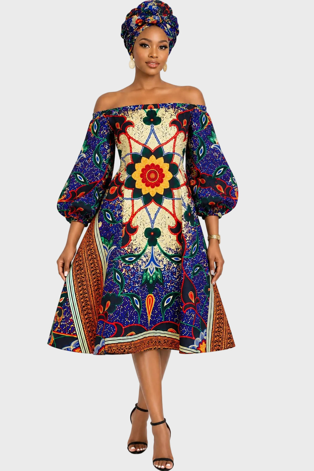 Ankara Off-shoulder Naked Dress