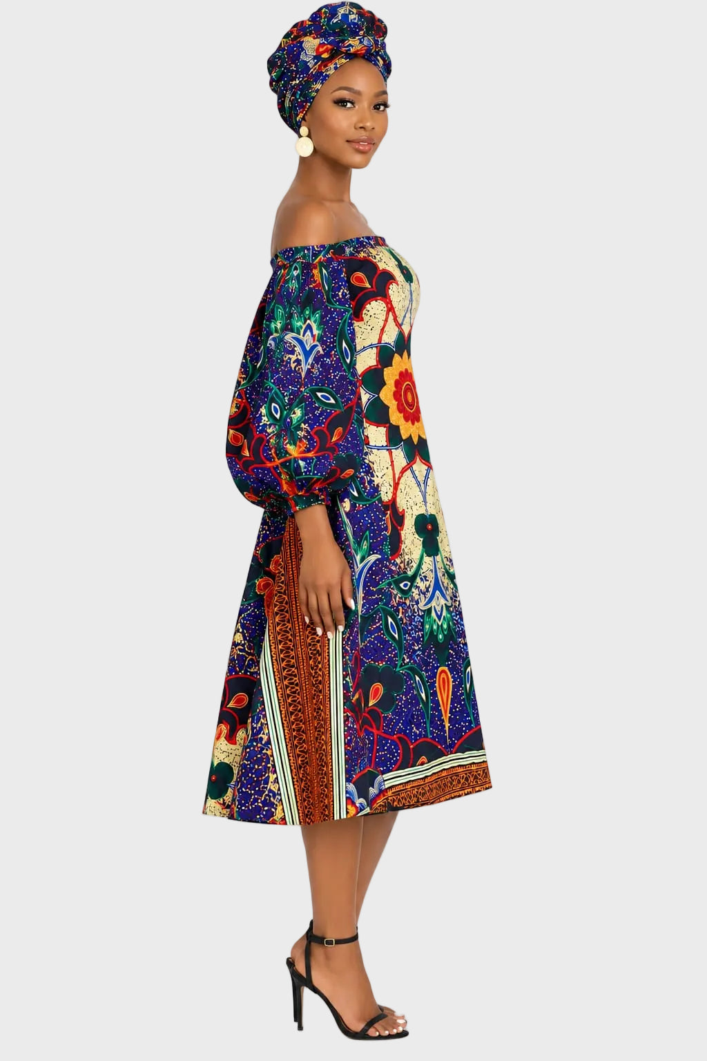 Ankara Off-shoulder Naked Dress