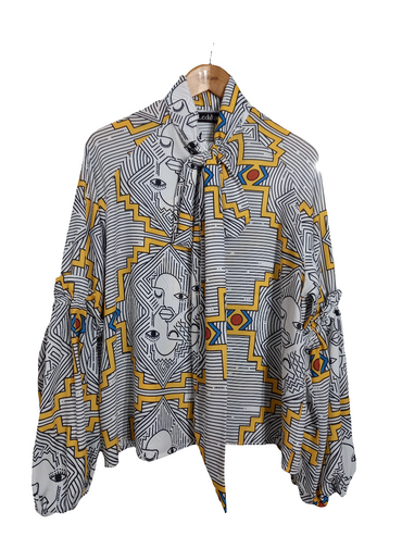Africa Face Bow Blouse 38-42