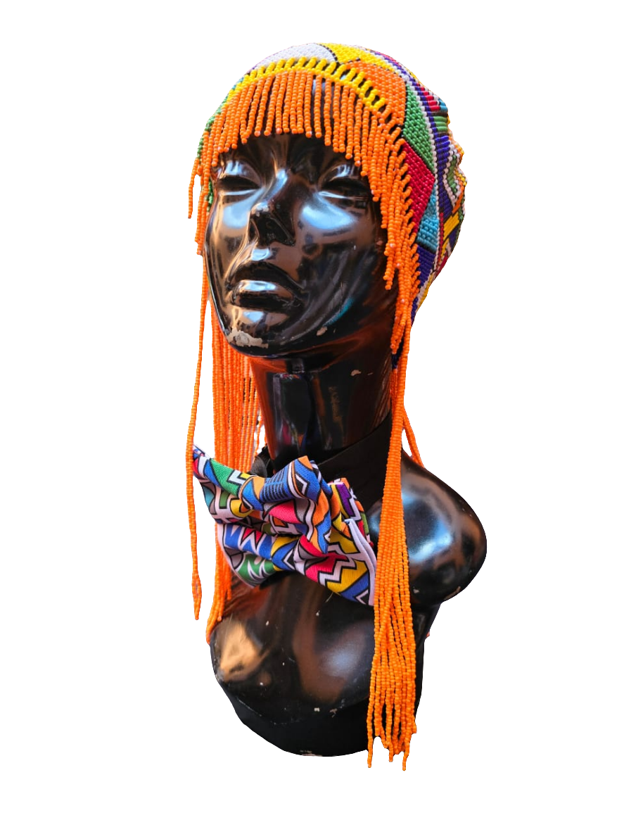 Multicolor Beaded Hat with Tassles