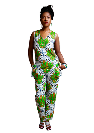 Ankara V-Neck Jumpsuit