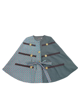 Melton and Shweshwe Poncho with Belt